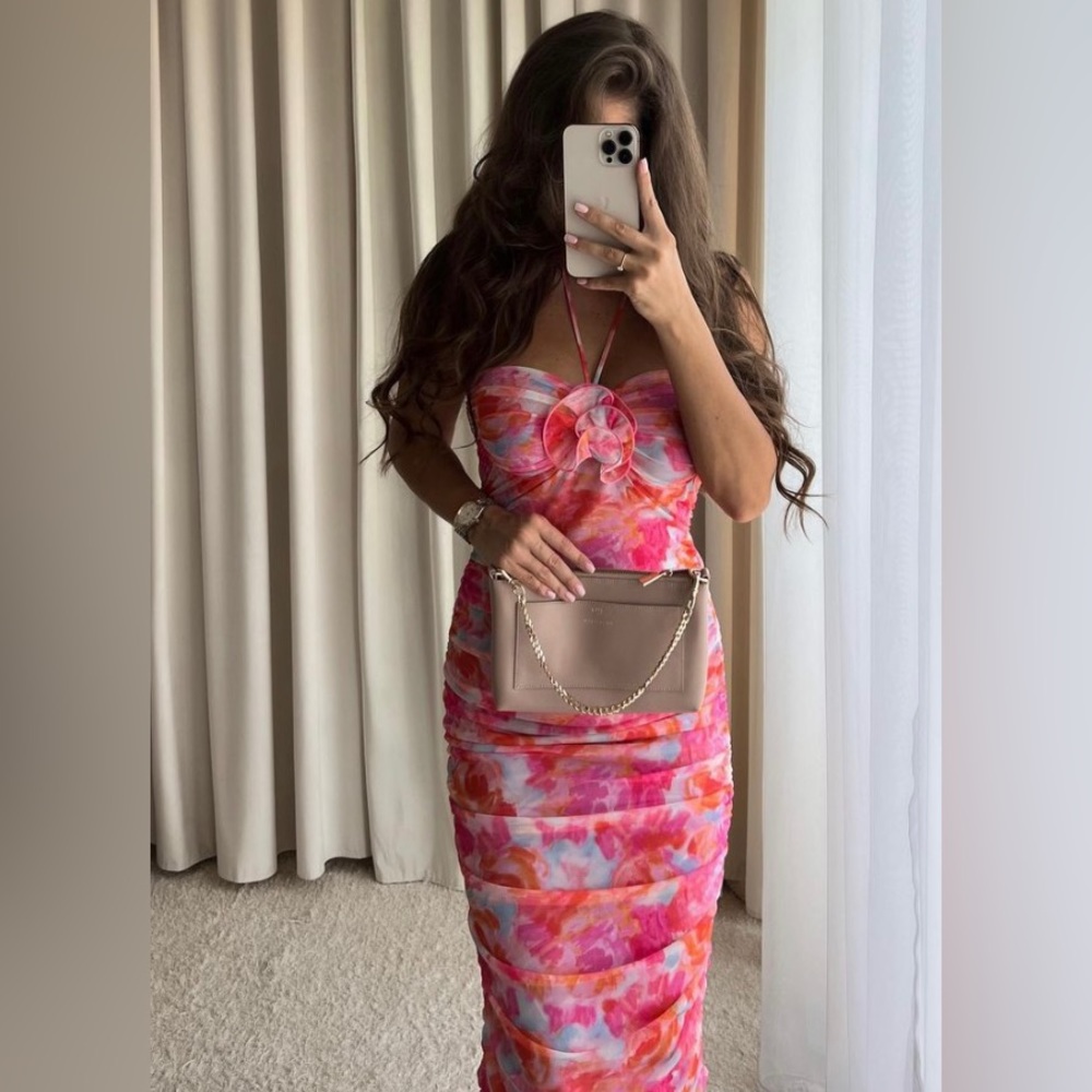 Zara Floral Tulle Midi Dress. NWT. Size Small. - Picture 2 of 9